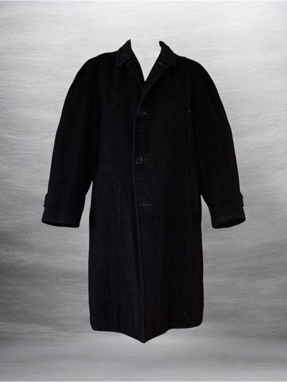 Vintage 1970’s Men's Black Wool Pea Coat - Classic Long Overcoat
